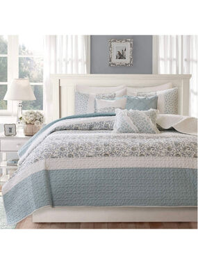 Madison Park Dawn 6pc Coverlet Set Cotton Percale Full/Queen